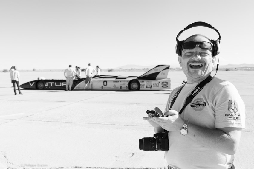 Pr Giorgio Rizzoni and the Venturi VBB-3, Wendover, Utah, Sept. 2013.