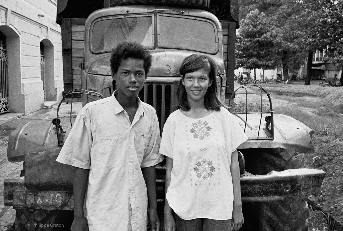 Children of American soldiers and Vietnamese prostitutes. Saigon, Vietnam 1988.